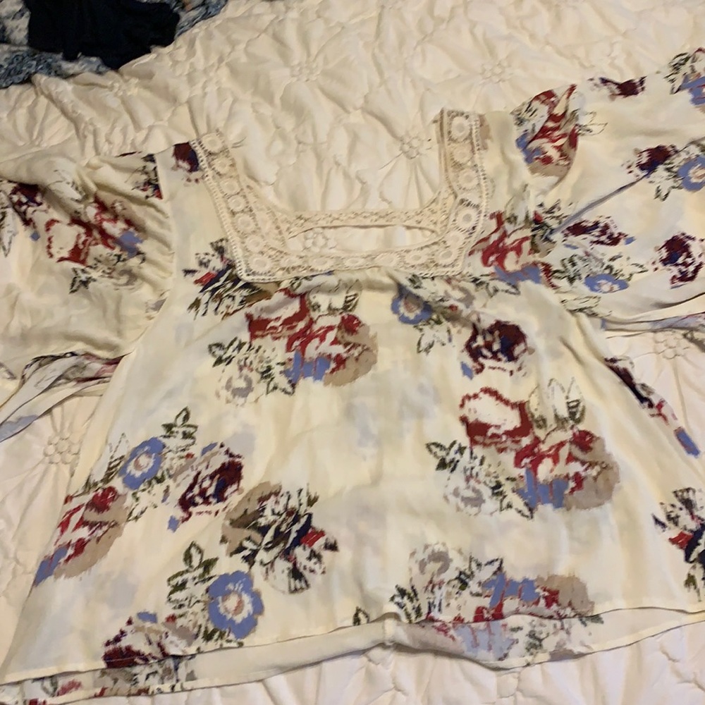 Cream love stitch blouse